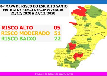 Governo do Espírito Santo divulga 36º Mapa de Risco Covid-19