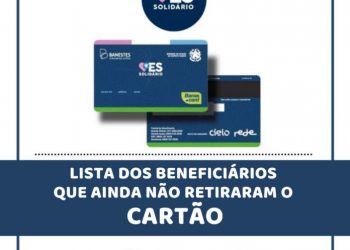 A Secretaria de Assistência Social, por meio do Setor de Cadastro Único, vem reforçar a lista dos cartões do programa ES Solidário que ainda não foram retirados