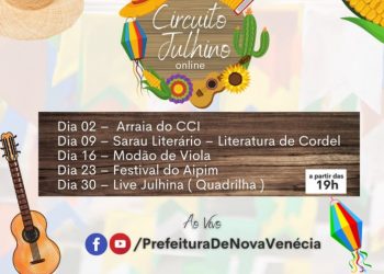 Prefeitura de Nova Venécia realiza Circuito Julhino Online