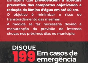 Defesa Civil de Jaguaré emite alerta para barragens